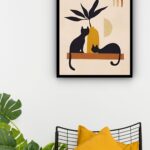 Quadro Decorativo Paisagem Gatinhos Preto - 70x50 cm