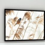 Quadro Decorativo Passarinho Ramo Bege - 50x70 cm