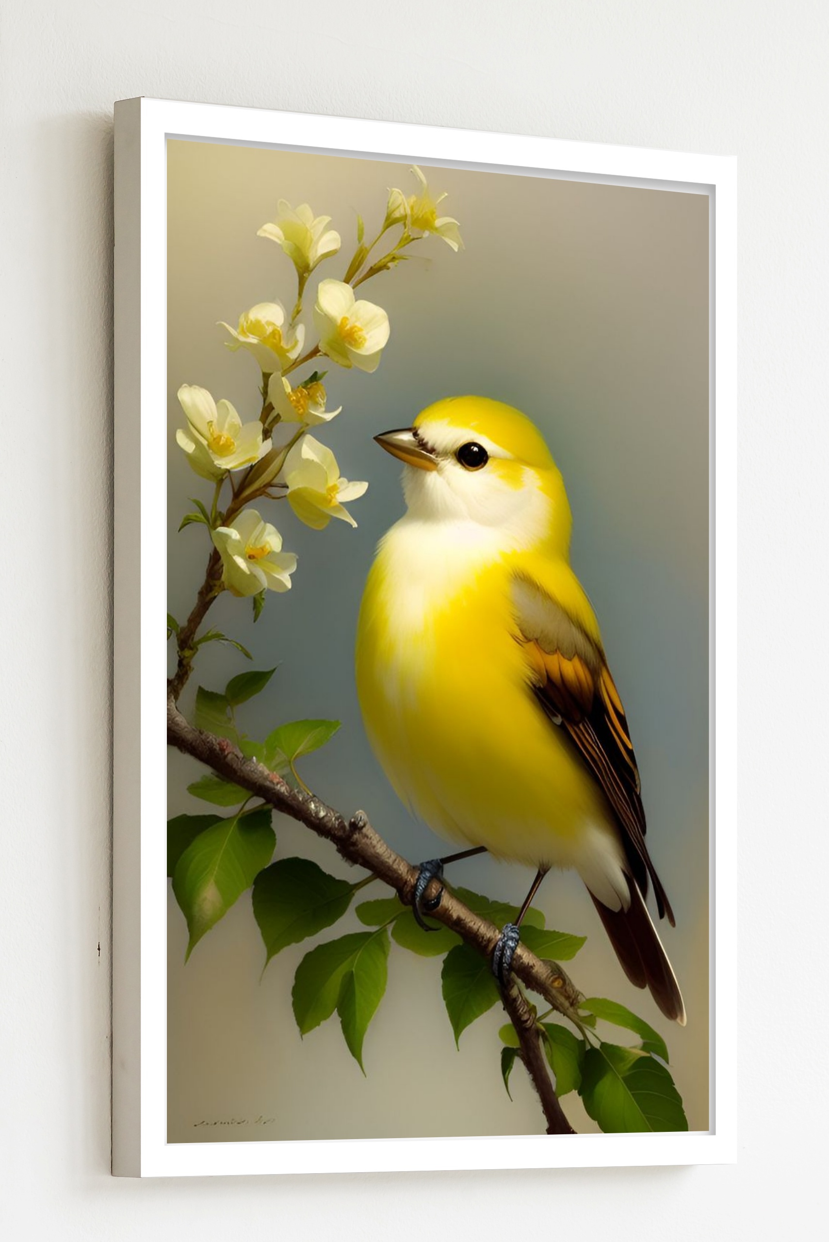 Quadro Decorativo Pássaro Canário Amarelo - 70x50 cm