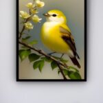 Quadro Decorativo Pássaro Canário Amarelo - 70x50 cm