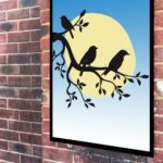 Quadro Decorativo Pássaros Silhueta - 70x50 cm