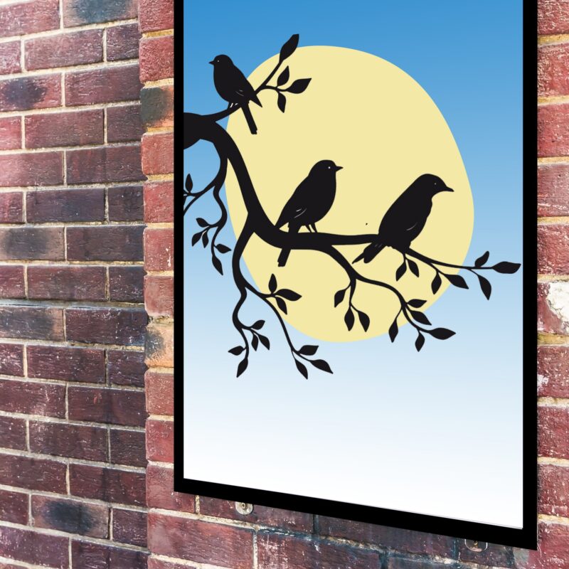 Quadro Decorativo Pássaros Silhueta - 70x50 cm