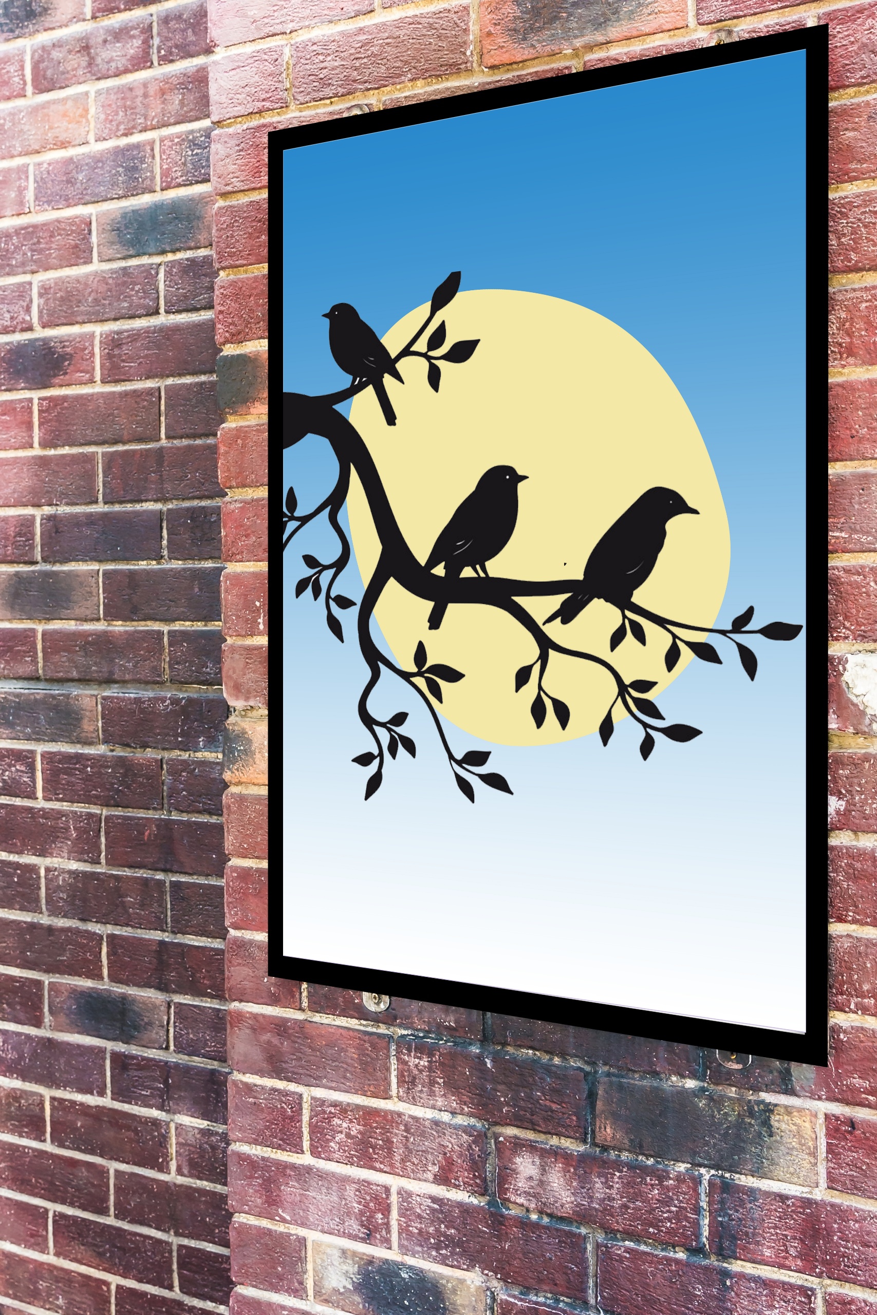 Quadro Decorativo Pássaros Silhueta - 70x50 cm