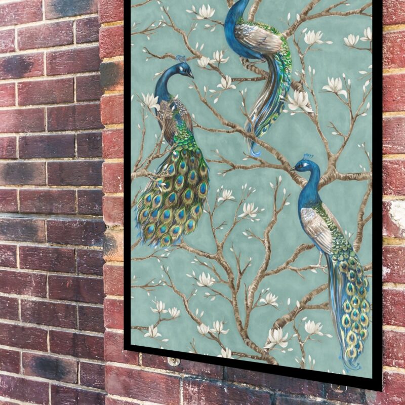 Quadro Decorativo Pavões Na Árvore - 70x50 cm