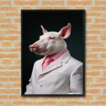 Quadro Decorativo Porco Elegante - 70x50 cm
