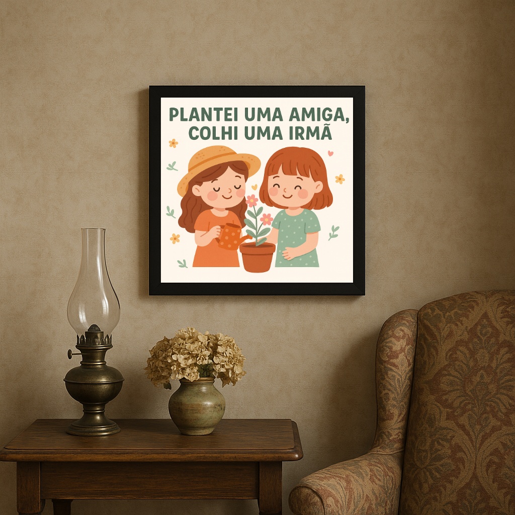 Quadro Decorativo Presente Amiga Irmã - 33X33 Cm