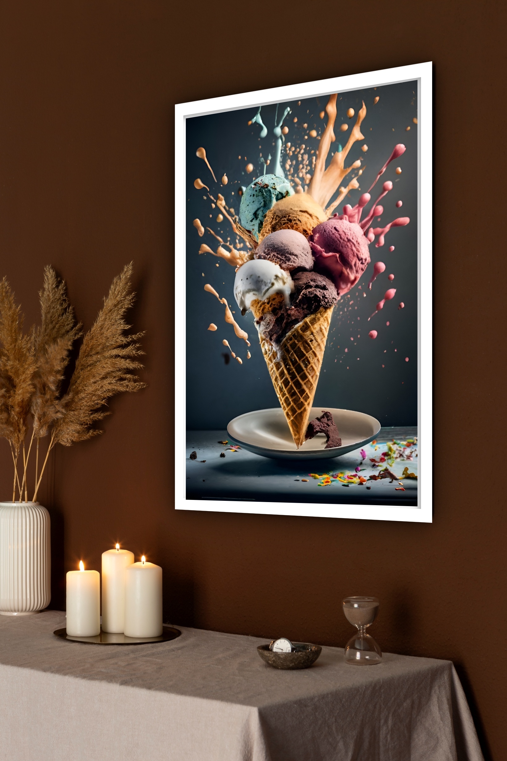 Quadro Decorativo Sorveteria Sorvete Colorido - 70x50 cm
