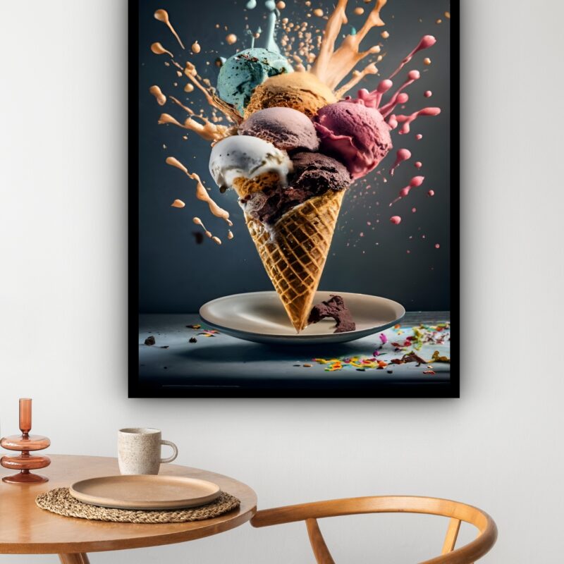 Quadro Decorativo Sorveteria Sorvete Colorido - 70x50 cm