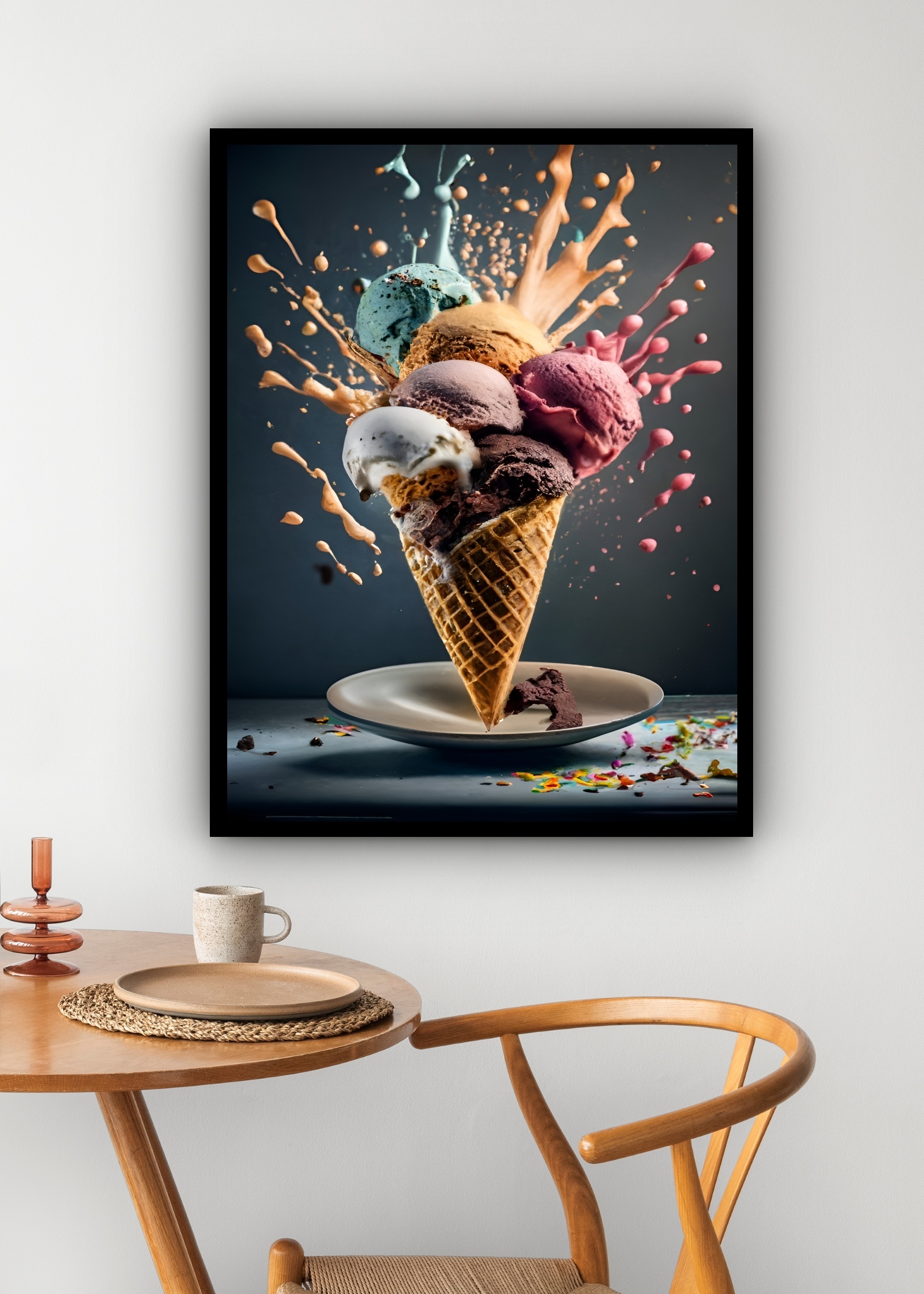 Quadro Decorativo Sorveteria Sorvete Colorido - 70x50 cm