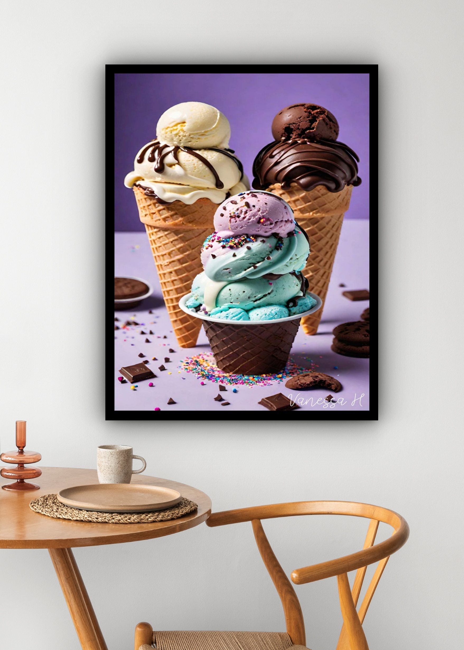 Quadro Decorativo Sorveteria Sorvetes - 70x50 cm