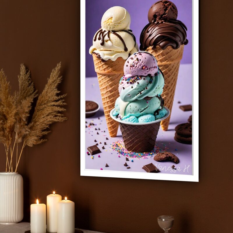 Quadro Decorativo Sorveteria Sorvetes - 70x50 cm