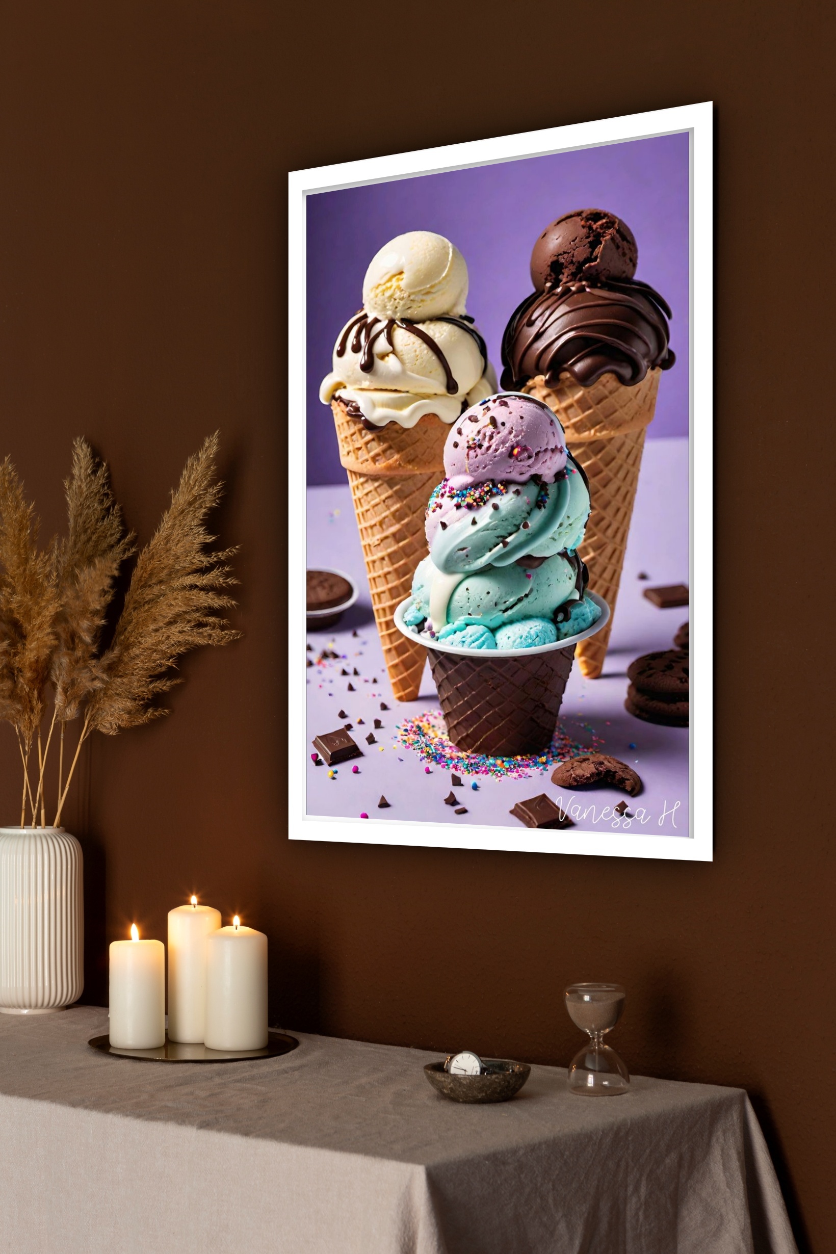 Quadro Decorativo Sorveteria Sorvetes - 70x50 cm