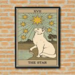 Quadro Decorativo Tarot Gato A Estrela - 70x50 cm