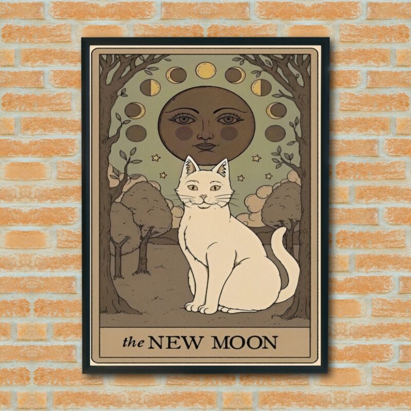 Quadro Decorativo Tarot Gato A Lua Nova - 70x50 cm