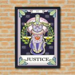 Quadro Decorativo Tarot Gato Justiça - 70x50 cm