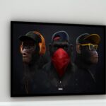 Quadro Decorativo Three Wise Monkeys - 50x70 cm