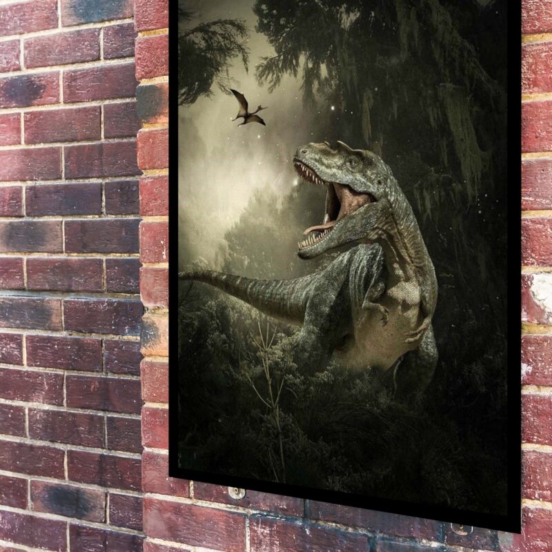 Quadro Decorativo Tiranossauro Rex Floresta - 70x50 cm