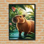 Quadro Decorativo Tropical Capivara - 70x50 cm