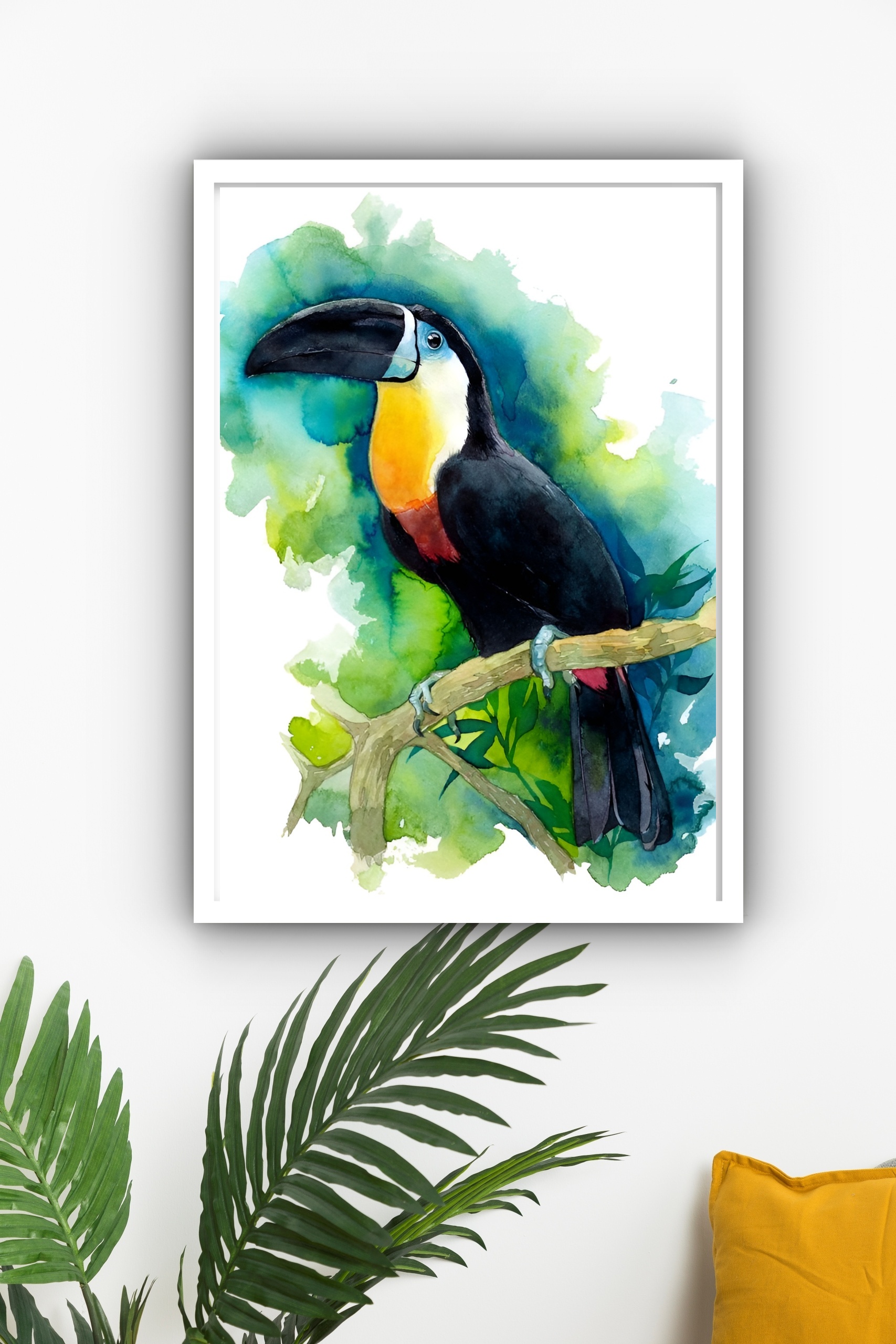 Quadro Decorativo Tucano Aquarela - 70x50 cm