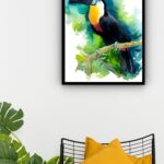 Quadro Decorativo Tucano Aquarela - 70x50 cm