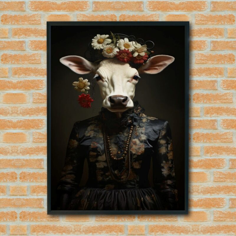 Quadro Decorativo Vaca Elegante - 70x50 cm