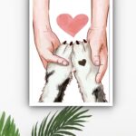 Quadro Decorativo Veterinária Patas Mãos Coração - 70x50 cm