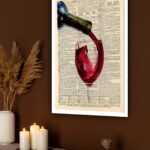Quadro Decorativo Vinho Caindo Taça Bar Vintage - 70x50 cm