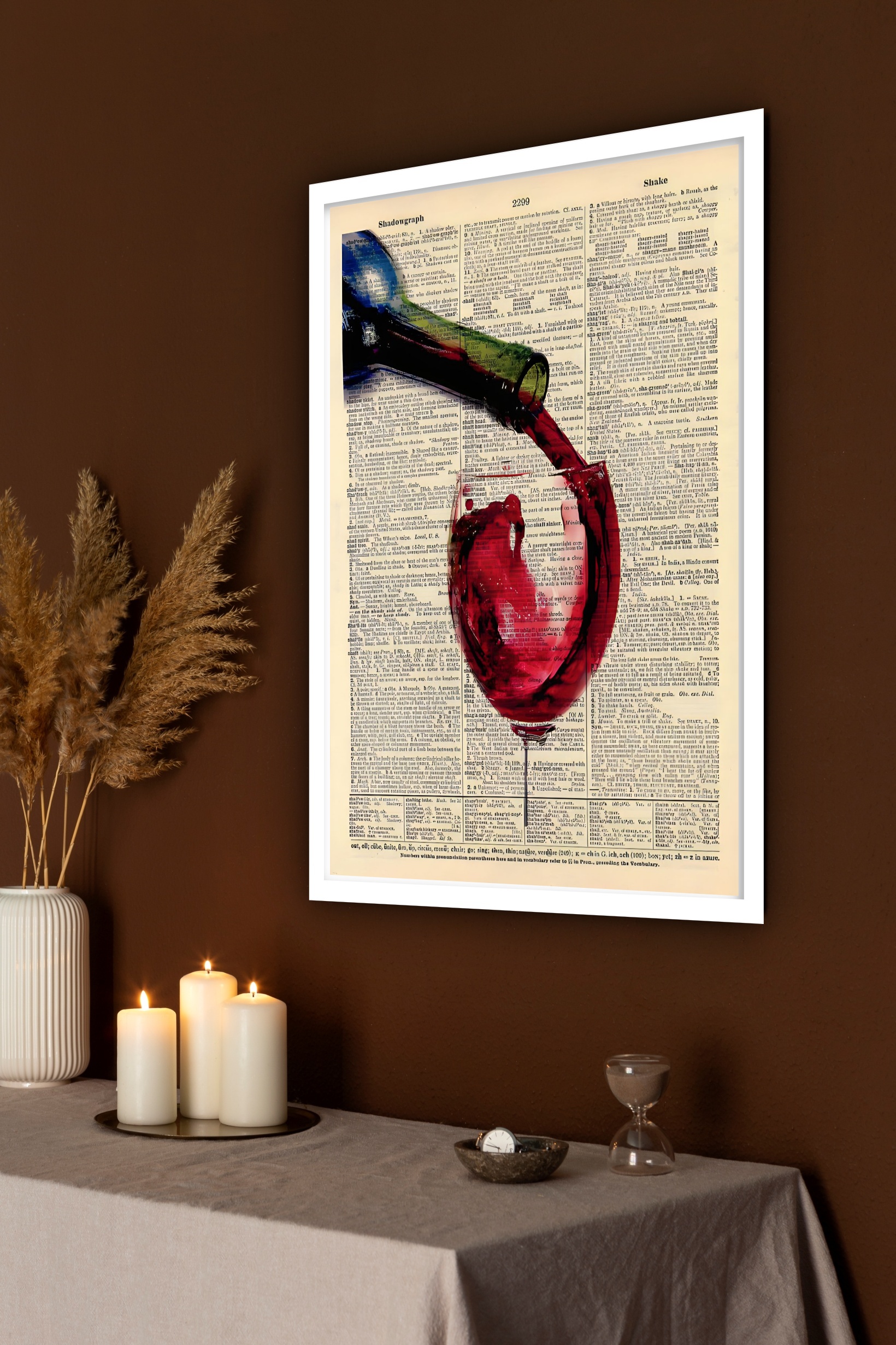 Quadro Decorativo Vinho Caindo Taça Bar Vintage - 70x50 cm