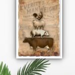 Quadro Decorativo Vintage Animais Fazenda - 70x50 cm