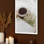 Quadro Decorativo Xícara Café Raminho - 70x50 cm