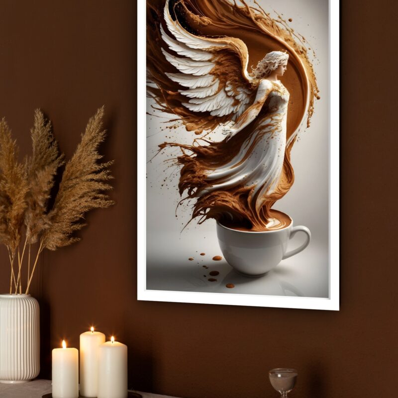 Quadro Decorativo Xícara Chocolate Anjo - 70x50 cm