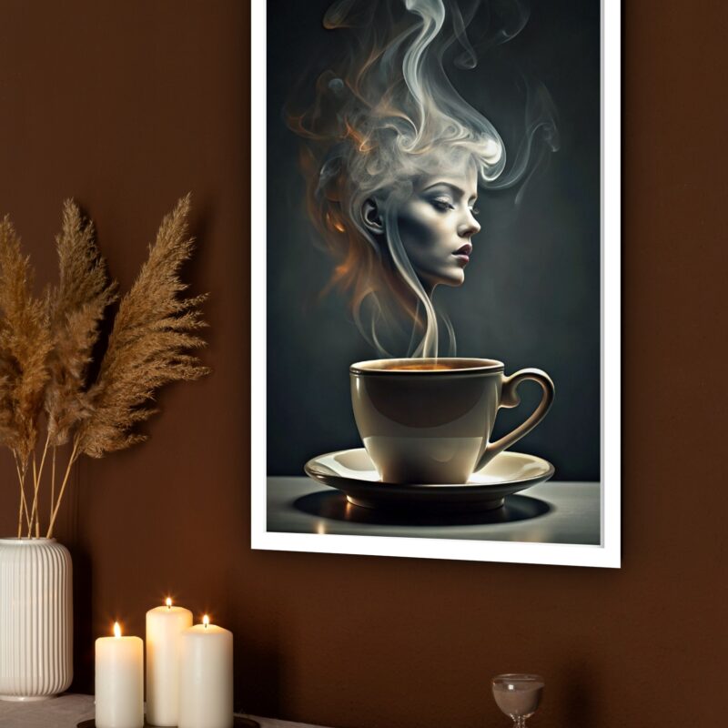 Quadro Decorativo Xícara Quente Mulher - 70x50 cm