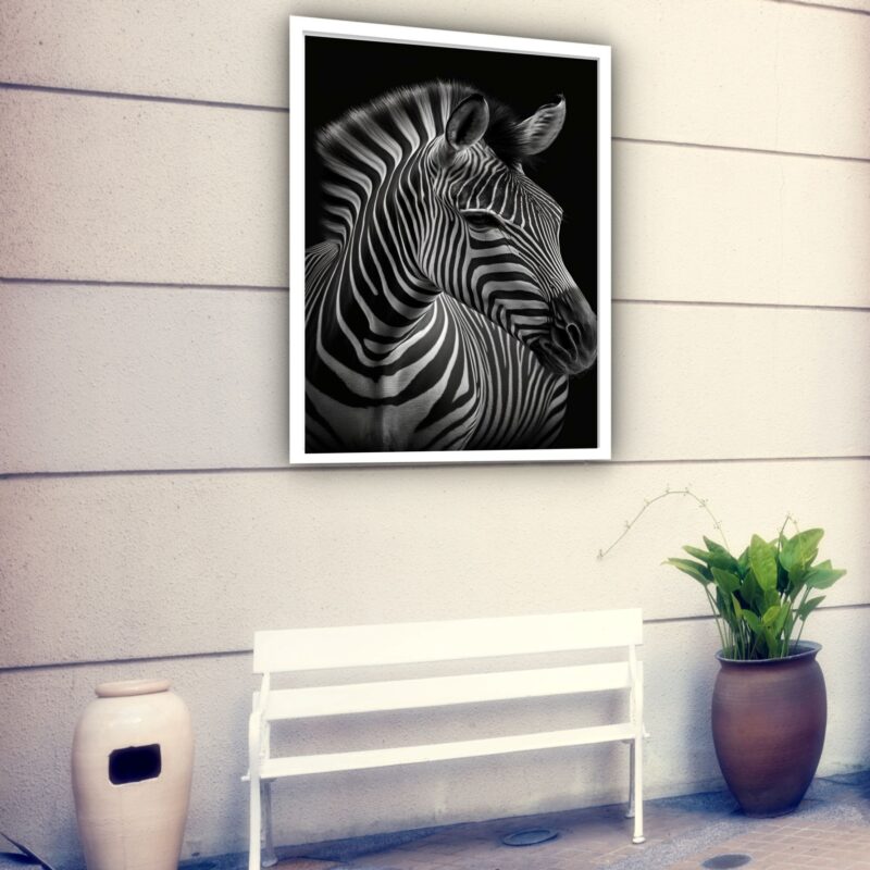 Quadro Decorativo Zebra Foto P&B - 70x50 cm