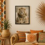 Quadro Fotografia Família De Leões Bege - 1 Filhote