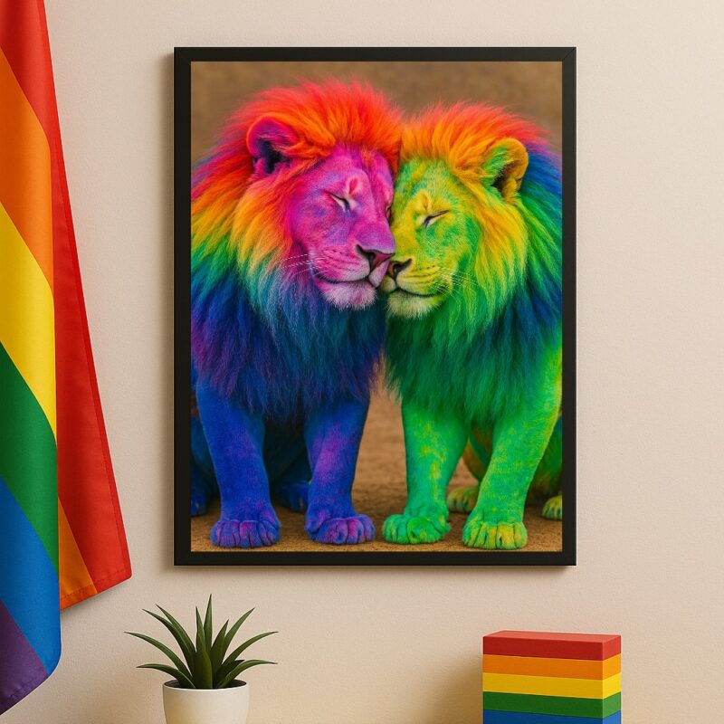 Quadro Fotografia LGBT Casal de Leões Gay