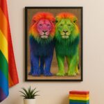 Quadro LGBT Fotografia Casal de Leões Gay