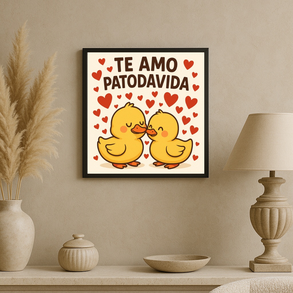 Quadro Patinhos Te Amo Patodavida - 33x33 Cm