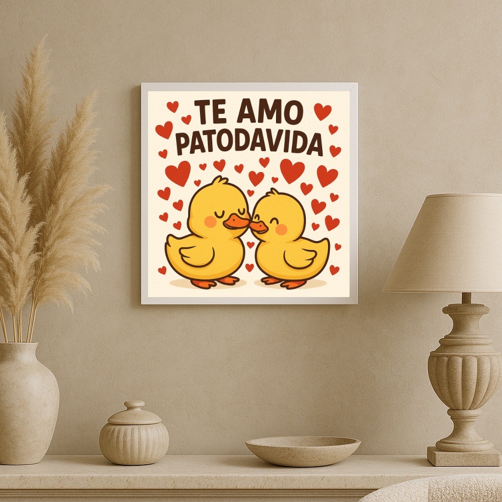 Quadro Patinhos Te Amo Patodavida - 33x33 Cm b