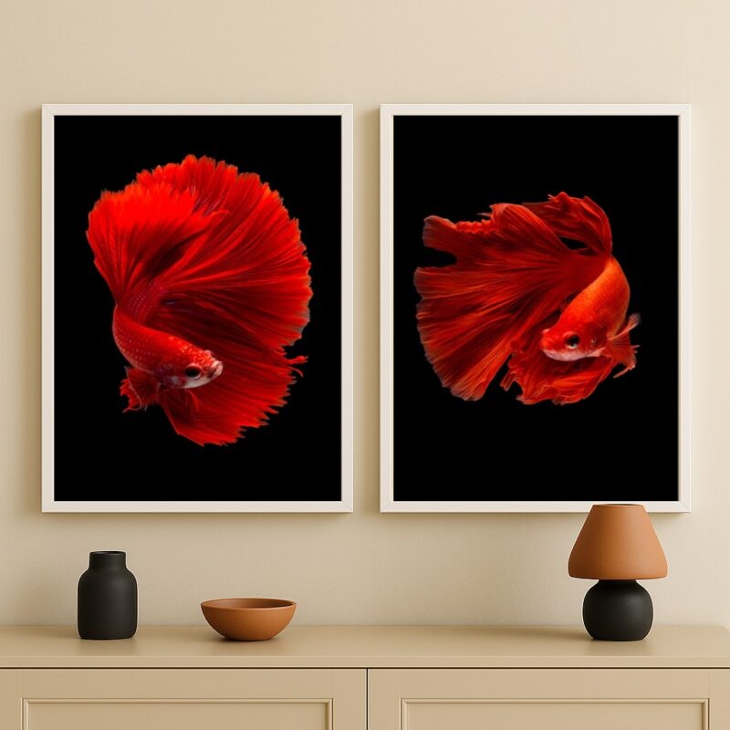 Kit 2 Quadros Decorativos Peixes Beta