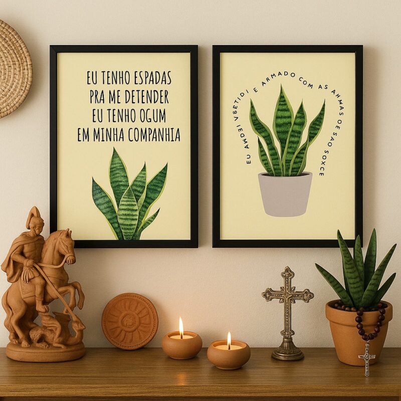 Kit 2 Quadros Espada de São Jorge – Ogum e São Jorge