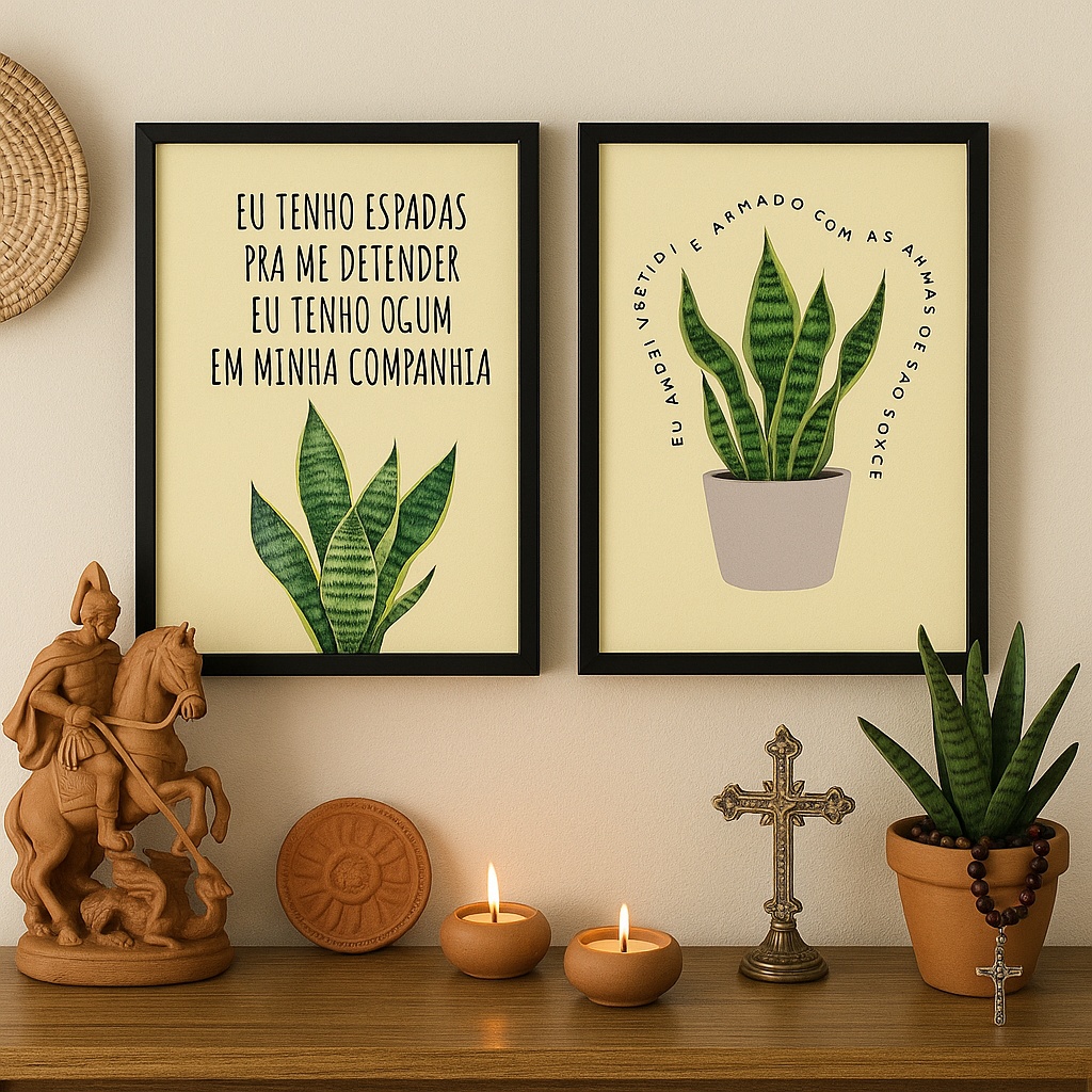 Kit 2 Quadros Espada de São Jorge – Ogum e São Jorge