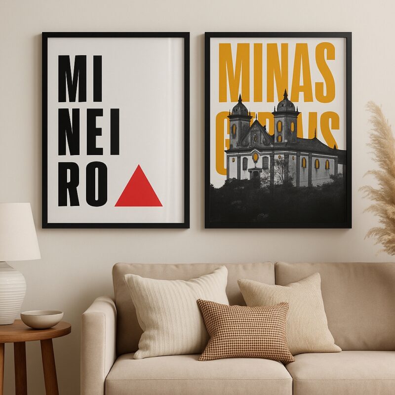 Kit 2 Quadros Minas Gerais Mineiro Barroco