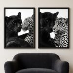 Kit 2 Quadros Para Quarto De Casal - Pantera e Onça