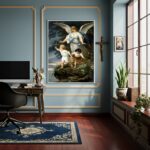 Quadro Anjo da Guarda Protegendo Crianças - 70x50cm