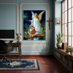 Quadro Anjo da Guarda Protegendo Crianças Ponte - 70x50cm
