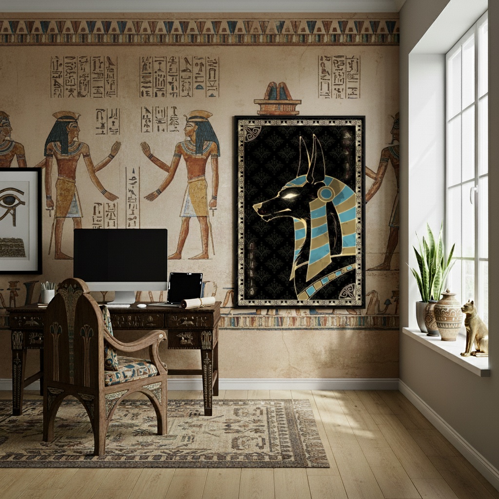 Quadro Anúbis Deus Egípcio da Mumificação - 70x50cm