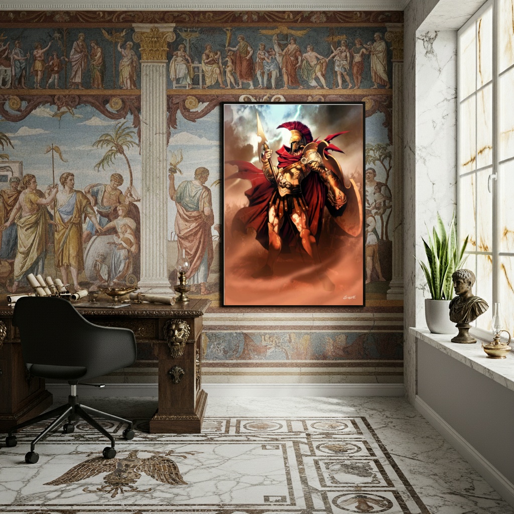 Quadro Ares Deus Grego da Guerra da Ira da Força - 70x50cm