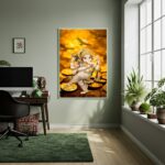 Quadro Arquétipo Ganesha Ouro - 70x50 cm