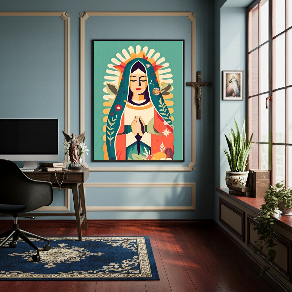 Quadro Arte Inspirada em Nossa Senhora de Guadalupe -70x50cm