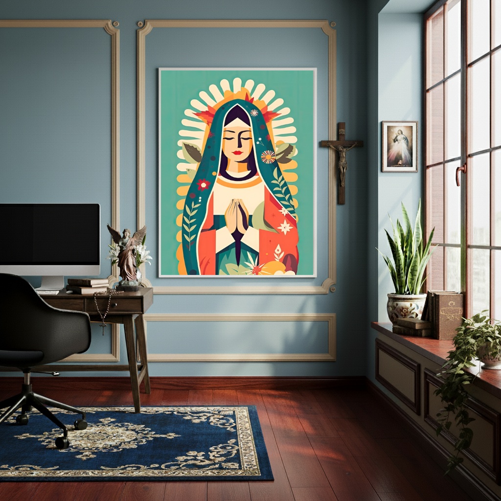 Quadro Arte Inspirada em Nossa Senhora de Guadalupe -70x50cm